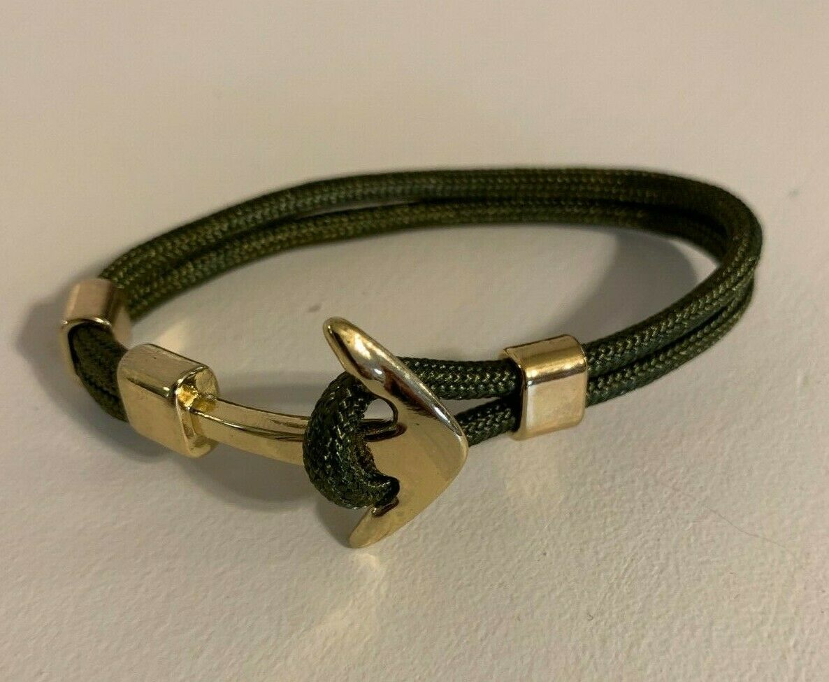 Anchor Cuff Bracelet - Green/Gold