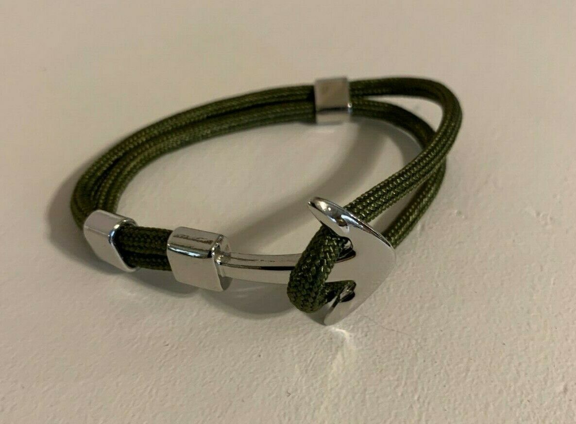 Anchor Cuff Bracelet - Green/Silver