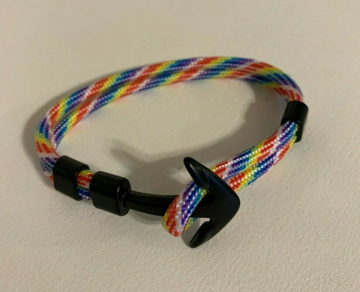 Anchor Cuff Bracelet - Rainbow/Black