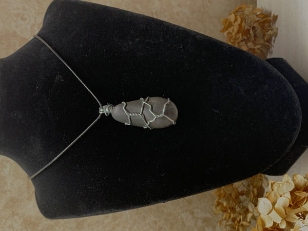 Wire Wrapped River Stone Necklace